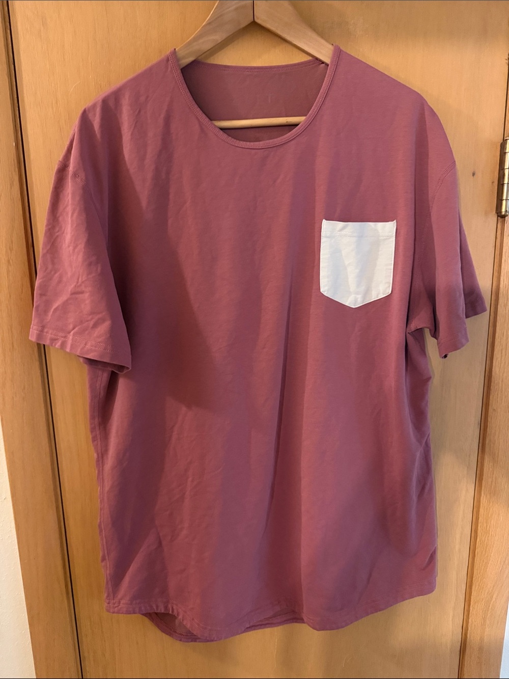 Bylt Men's Crew Neck Two Tone Pocket T‑Shirt Dusty Rose Pink Large